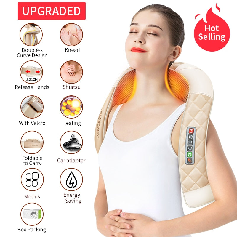 (with Gift Box) JinKaiRui U Shape Electrical Shiatsu Back Neck Shoulde