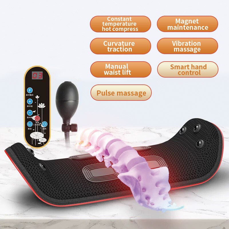 Jinkairui Waist Massager Back Relieve Pain Body Traction Vibration Mag