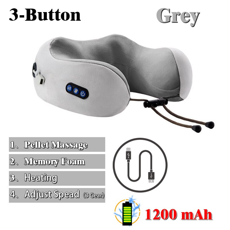 Electric Neck Massager U Shaped Vibration Kneading Pillow USB Charging