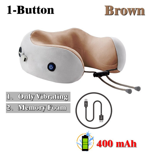 Electric Neck Massager U Shaped Vibration Kneading Pillow USB Charging