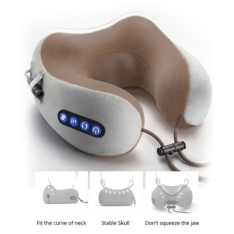 Electric Neck Massage U Shaped Pillow Rechargeable Multifunctional Por