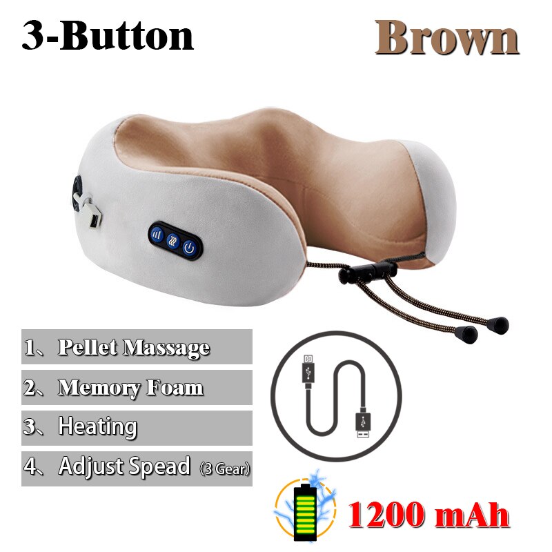 Electric Neck Massager U Shaped Vibration Kneading Pillow USB Charging