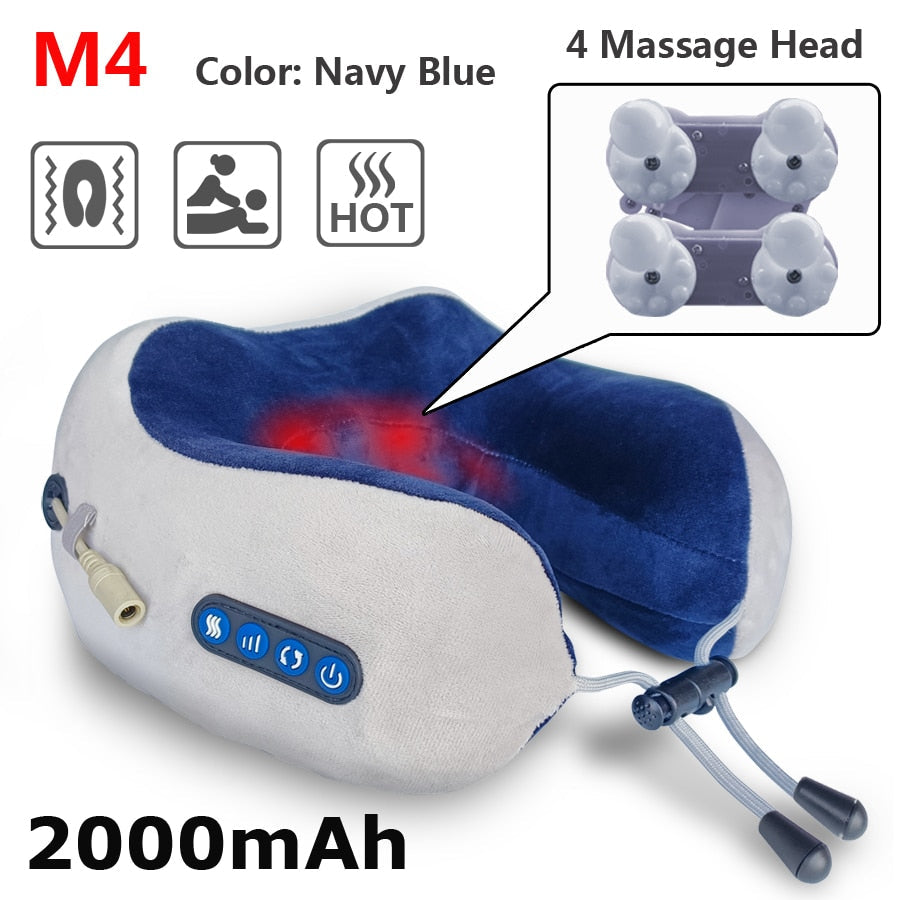 Neck Massager Relaxation Knead Heat Vibrator Travel U-shaped Pillow Ca