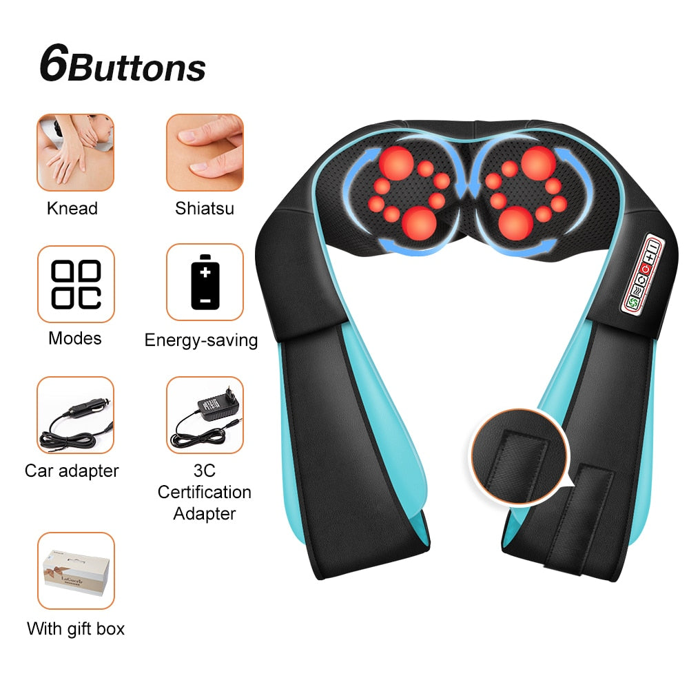 U Shape Electrical Shiatsu Back Neck Shoulder Body Massager Infrared H