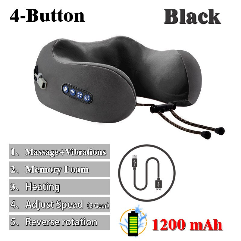 Electric Neck Massager U Shaped Vibration Kneading Pillow USB Charging