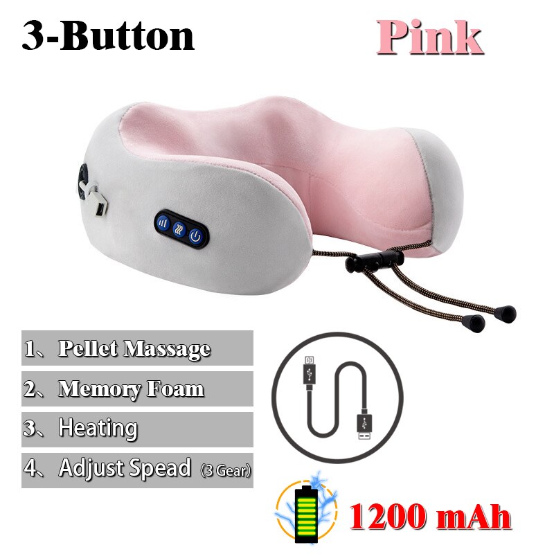 Electric Neck Massager U Shaped Vibration Kneading Pillow USB Charging