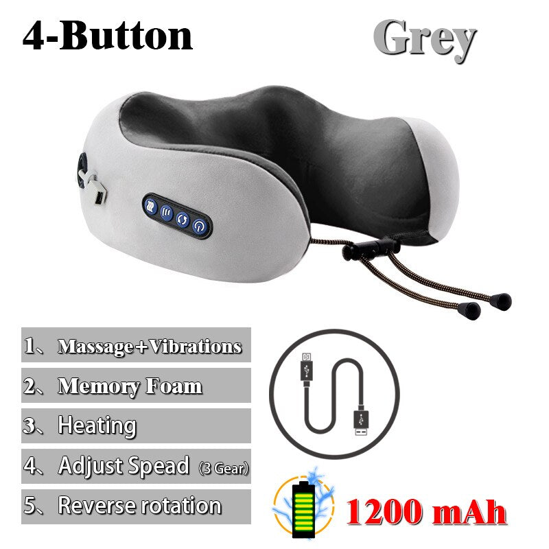 Electric Neck Massager U Shaped Vibration Kneading Pillow USB Charging